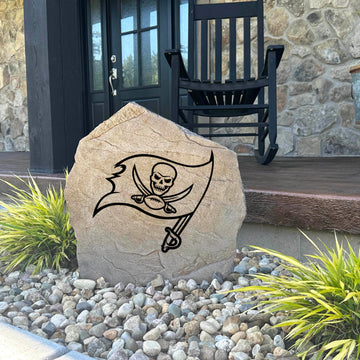 Decorative Tampa Bay Buccaneers Logo Stone with officially licensed team graphics carved directly into the stone surface. Perfect for gardens, patios, fan caves, and entryways, this outdoor décor celebrates Buccaneers football tradition.