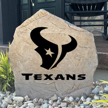 Officially licensed Houston Texans Logo Stone featuring the iconic Houston Texans logo engraved directly into the stone surface. This decorative garden stone adds NFL team spirit and curb appeal to front yards, patios, gardens, and entryways.