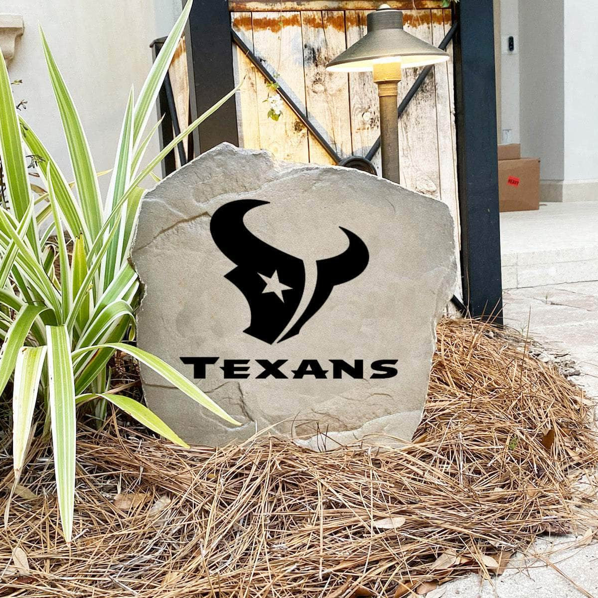 Engraved Houston Texans Logo Stone featuring the official Texans emblem, bringing football pride and timeless style to walkways, landscape beds, patios, and outdoor gathering areas.