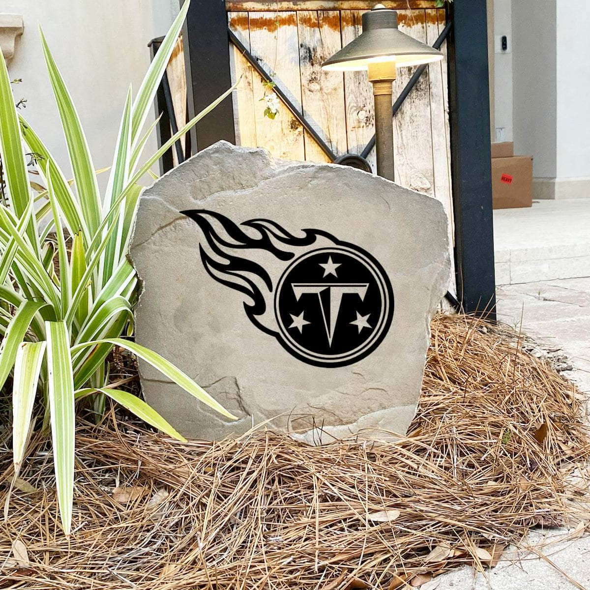 Engraved Tennessee Titans Logo Stone featuring the official team emblem, bringing football pride and timeless style to walkways, landscape beds, patios, and outdoor gathering areas.
