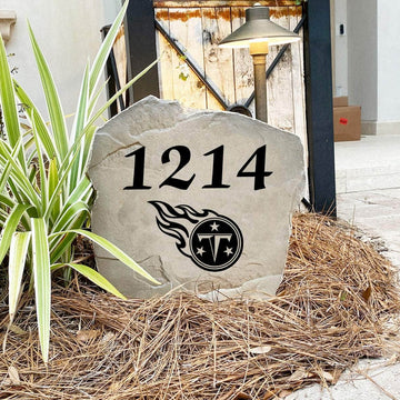 Engraved Tennessee Titans Address Stone with custom house numbers and the official Tennessee Titans logo, bringing NFL spirit and timeless style to front yard landscapes, walkways, and home entrances.