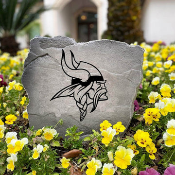 Officially licensed Minnesota Vikings Logo Stone handcrafted in the USA with detailed team engraving and weather-resistant durability. This decorative garden stone enhances outdoor spaces with lasting beauty and NFL team spirit.