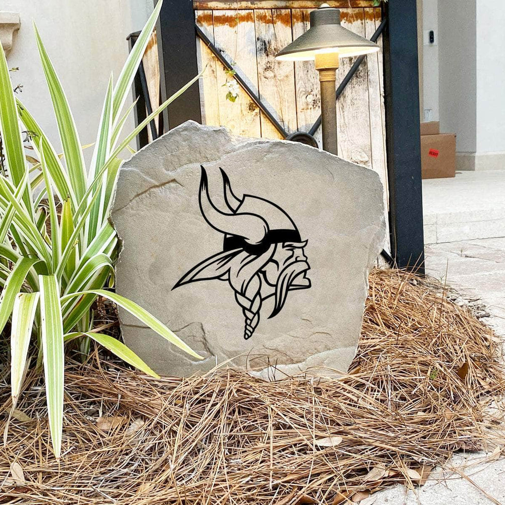 Engraved Minnesota Vikings Logo Stone featuring the official Vikings emblem, bringing football pride and timeless style to walkways, landscape beds, patios, and outdoor gathering areas.