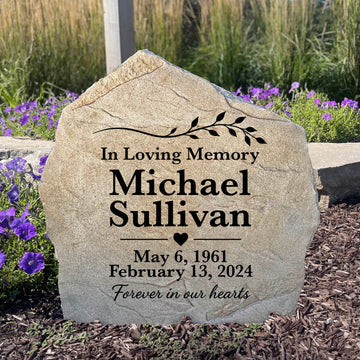 Vine Memorial Stone personalized with a loved one's name for a beautiful memorial garden tribute