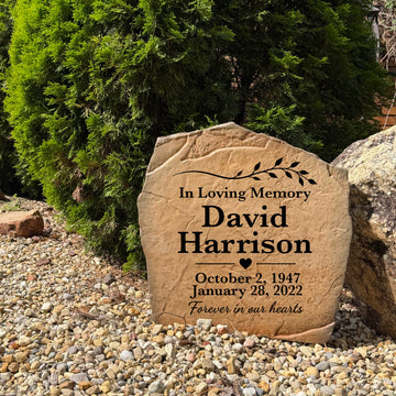 Engraved Vine Memorial Stone honoring the memory of a loved one with personalized name and dates