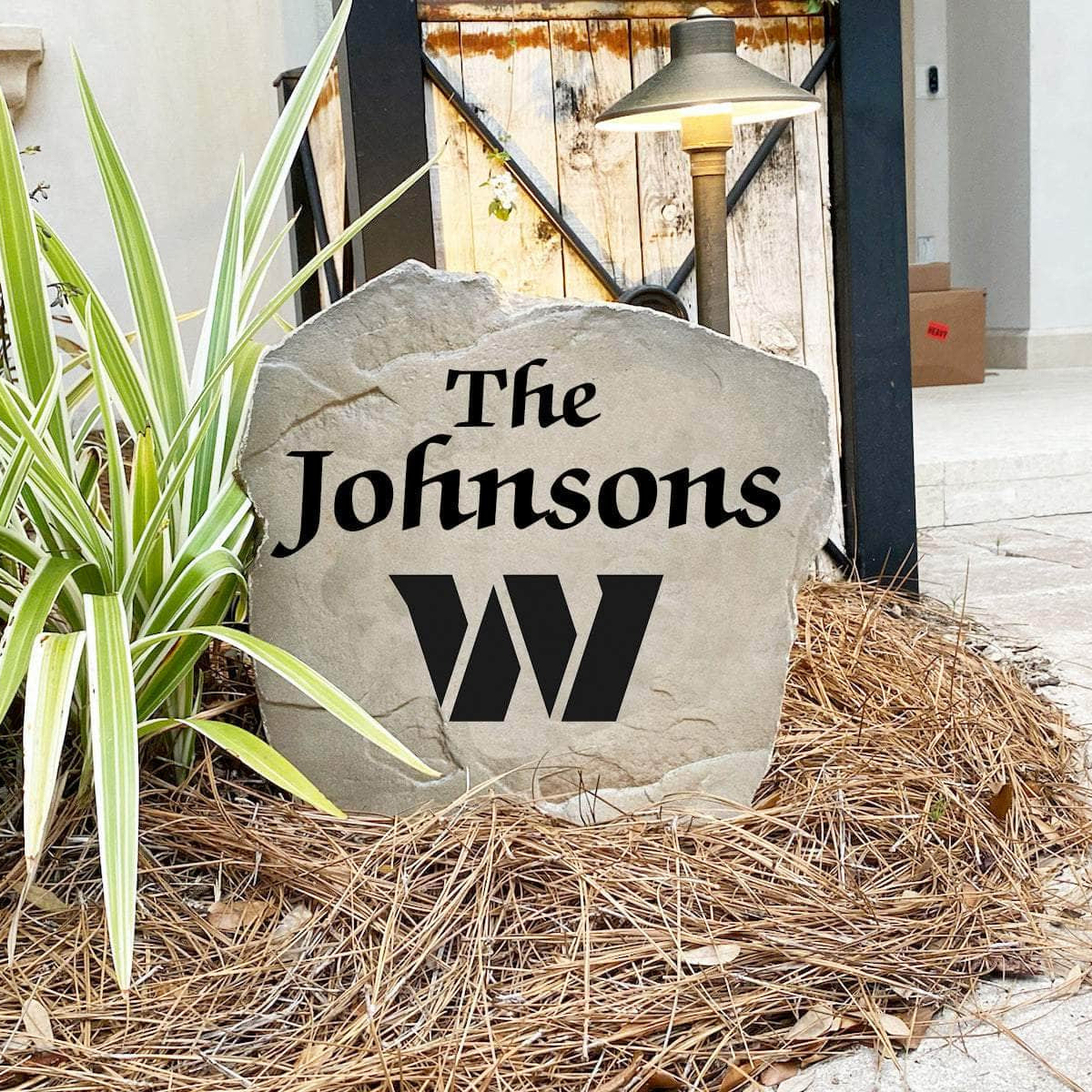 Engraved Washington Commanders Name Stone with a custom family name and the official Washington Commanders logo, bringing NFL spirit and timeless style to front yard landscapes, walkways, and home entrances.