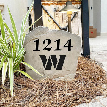 Engraved Washington Commanders Address Stone with custom house numbers and the official team logo, bringing NFL spirit and timeless style to front yard landscapes, walkways, and home entrances.

