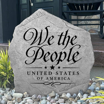 Decorative We The People Stone engraved directly into durable stone with a timeless patriotic design. A meaningful addition to gardens, front entryways, patios, memorial spaces, and outdoor living areas.