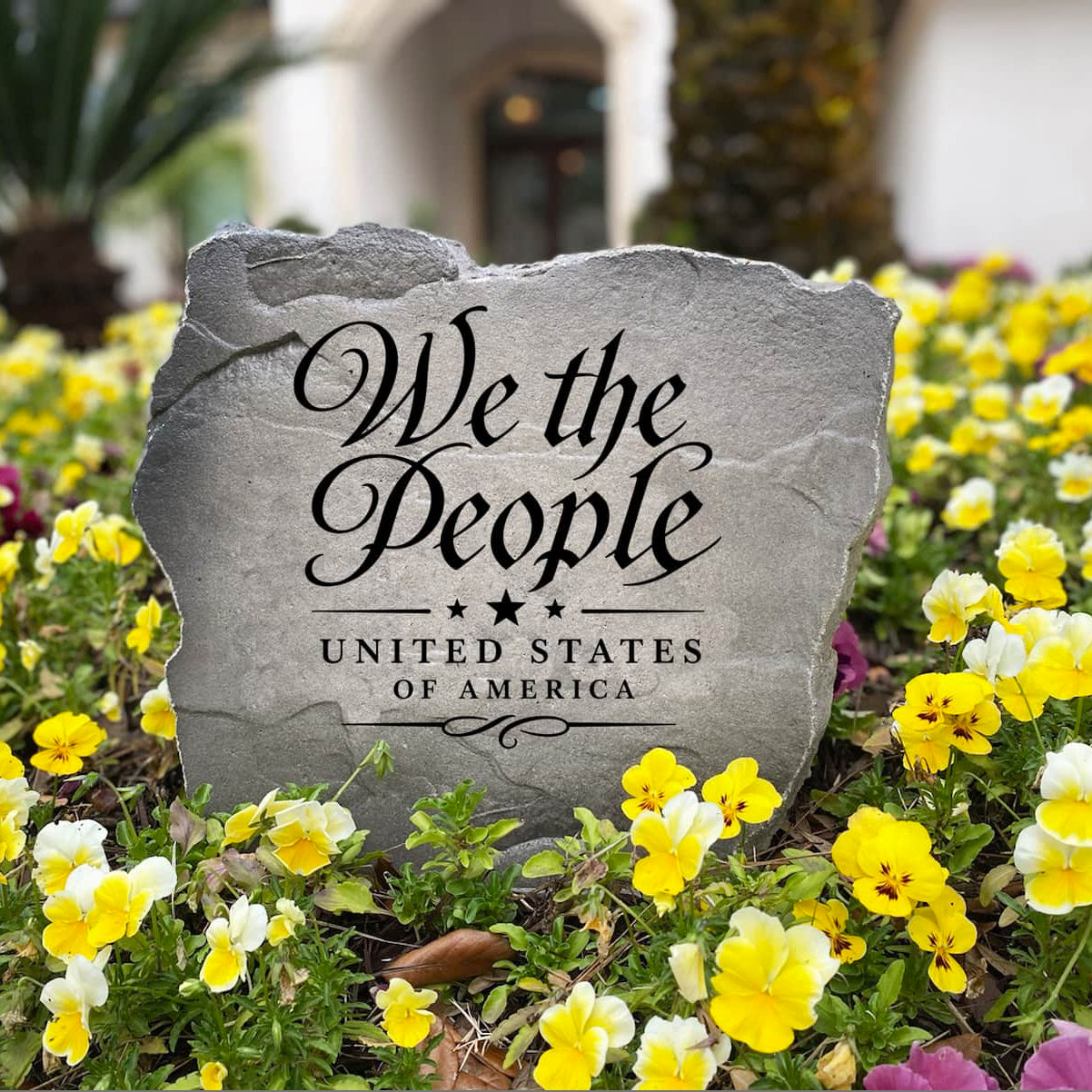 Engraved We The People Stone crafted with exceptional American craftsmanship and built to withstand the elements. A thoughtful gift for veterans, military families, history enthusiasts, and proud Americans.