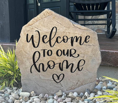 Welcome To Our Home Heart Stone