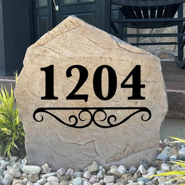 Personalized Address Number Stone engraved with custom house numbers, creating a clean and attractive focal point for your home's entrance.