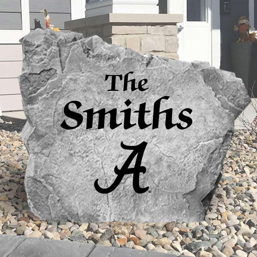 Officially licensed Alabama Crimson Tide custom name plaque crafted from durable concrete for a timeless outdoor display of school spirit.
