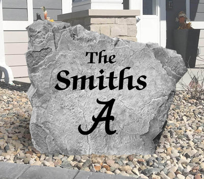 Custom Alabama Crimson Tide name rock for home or garden.