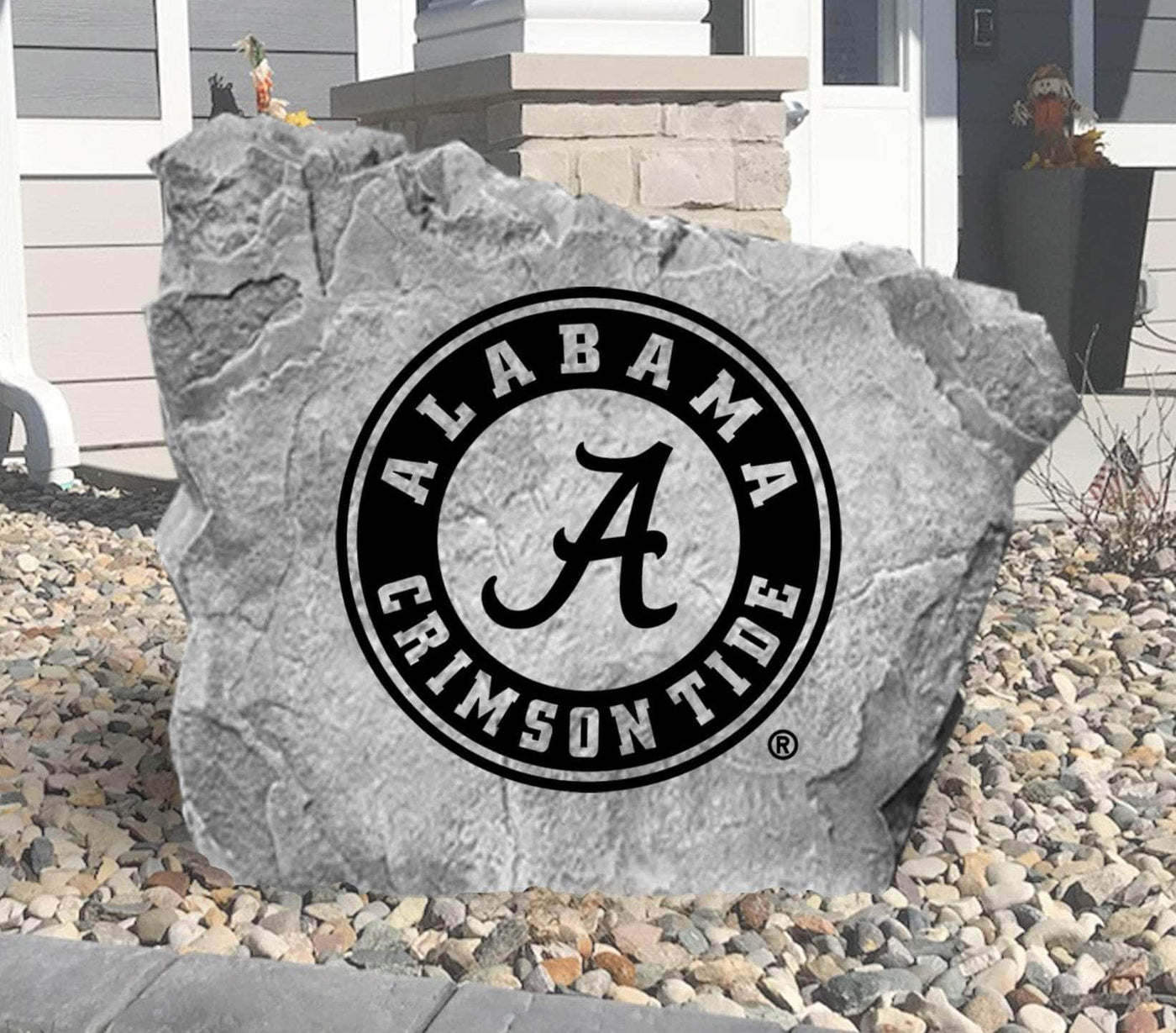 Alabama Crimson Tide logo rock for front yard or garden display