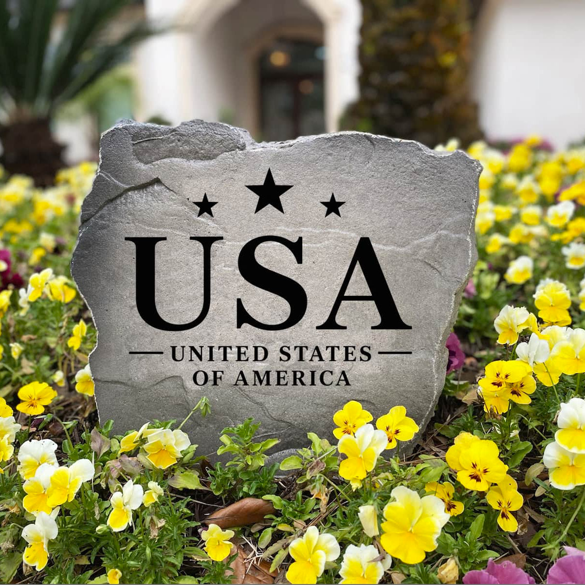 Engraved American Pride Stone crafted with exceptional American craftsmanship and built to withstand the elements. A meaningful gift for veterans, military families, first responders, patriotic homeowners, and anyone proud to call America home.