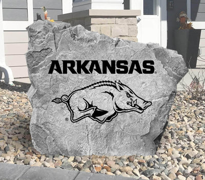 Arkansas Razorbacks logo rock for outdoor display.
