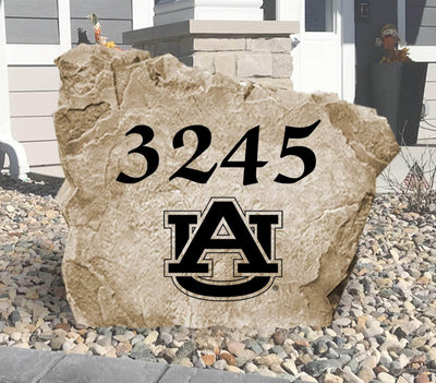 Engraved Auburn University address stone for outdoor landscaping
