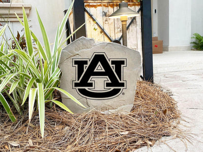 Engraved Auburn University logo stone for front yard display