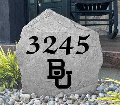 Engraved address rock for Baylor fans, perfect for front yard or porch display.