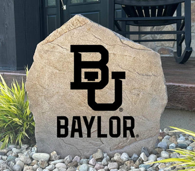 Baylor University logo stone with bold BU engraving, perfect for outdoor décor.