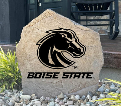 Boise State University landscaping stone with team logo