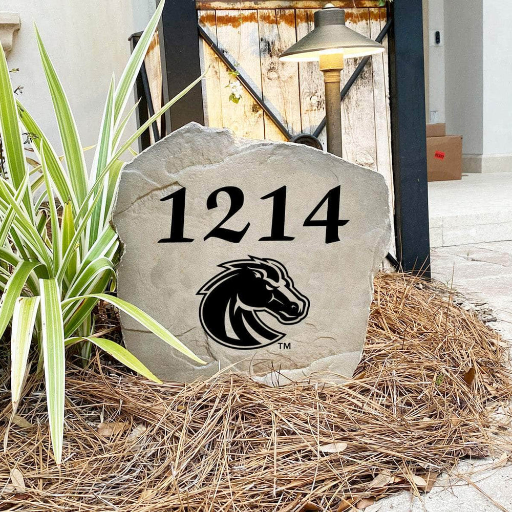 Engraved Boise State University Address Stone with custom house numbers and the Boise State Broncos logo, combining school pride with timeless style. This decorative address stone adds beauty and visibility to walkways, front entrances, and outdoor living spaces.