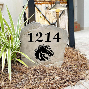 Engraved Boise State University Address Stone with custom house numbers and the Boise State Broncos logo, combining school pride with timeless style. This decorative address stone adds beauty and visibility to walkways, front entrances, and outdoor living spaces.