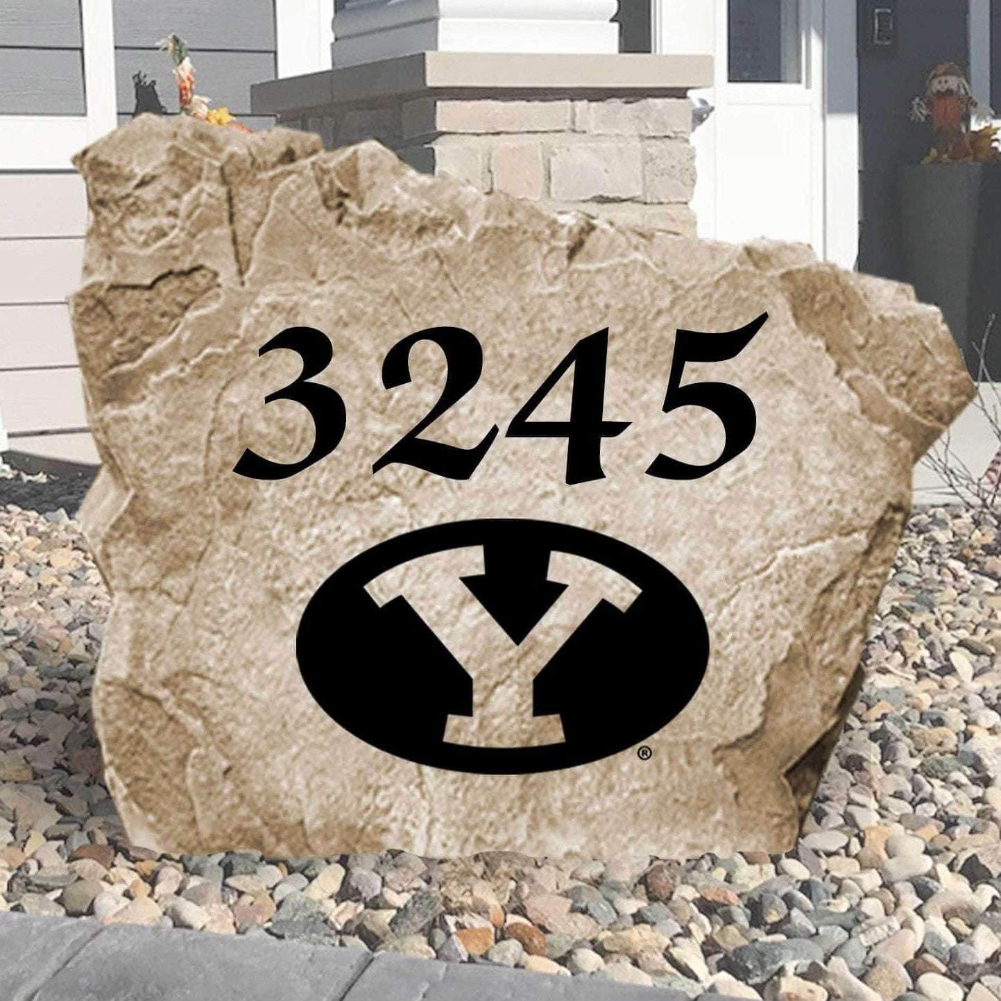 Personalized Brigham Young University Address Stone engraved with custom house numbers, creating a welcoming Cougars-inspired entrance for your home.