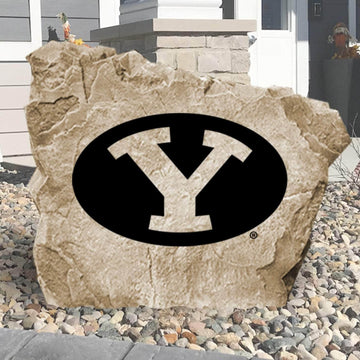 Officially licensed Brigham Young University logo stone featuring the iconic BYU Cougars emblem as a striking centerpiece for gardens, patios, and landscaped entryways.