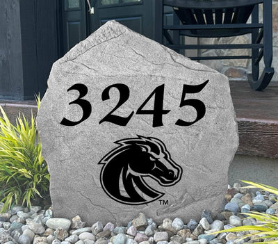 BSU-themed rock featuring home address for yard or porch