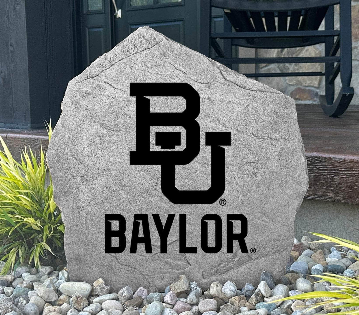 Engraved rock featuring Baylor branding, ideal for college fans and alumni.