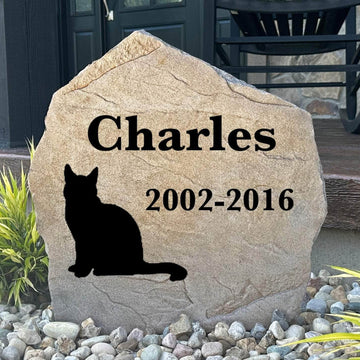 Cat Memorial Stone engraved to honor the life of a beloved feline companion with a beautiful and lasting tribute for your garden or landscape.