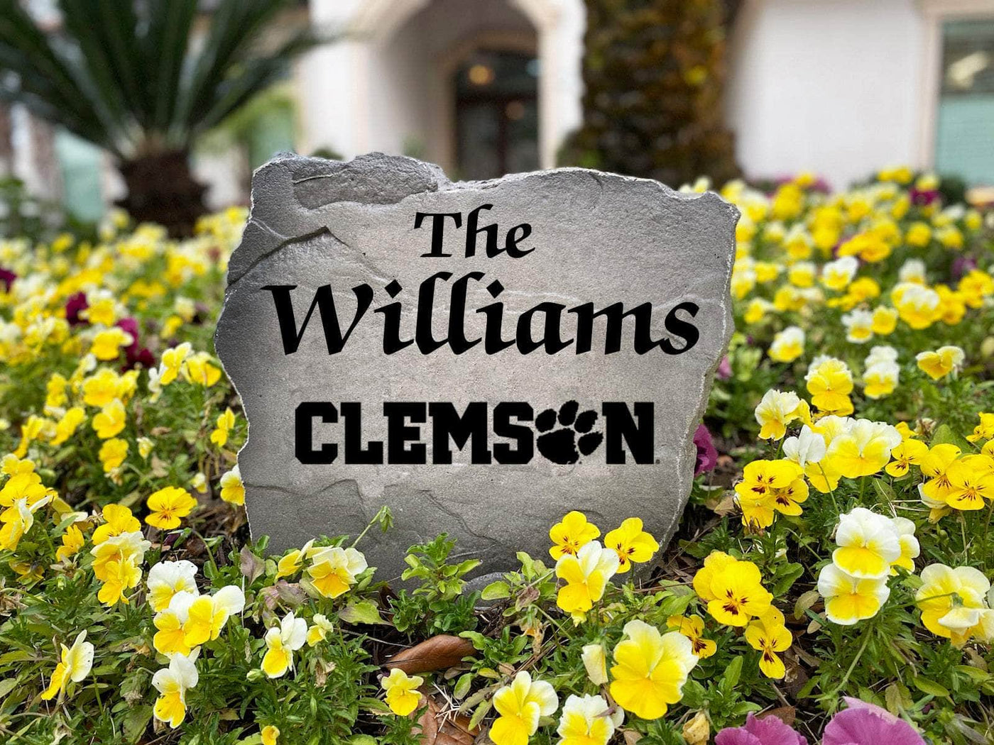 Clemson University engraved name stone for garden or entryway