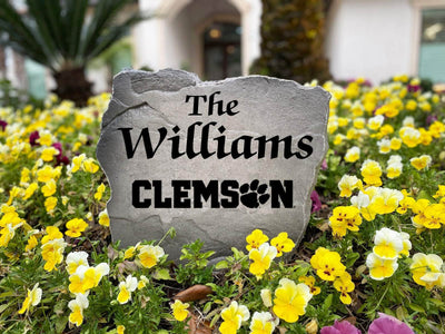 Clemson University engraved name stone for garden or entryway