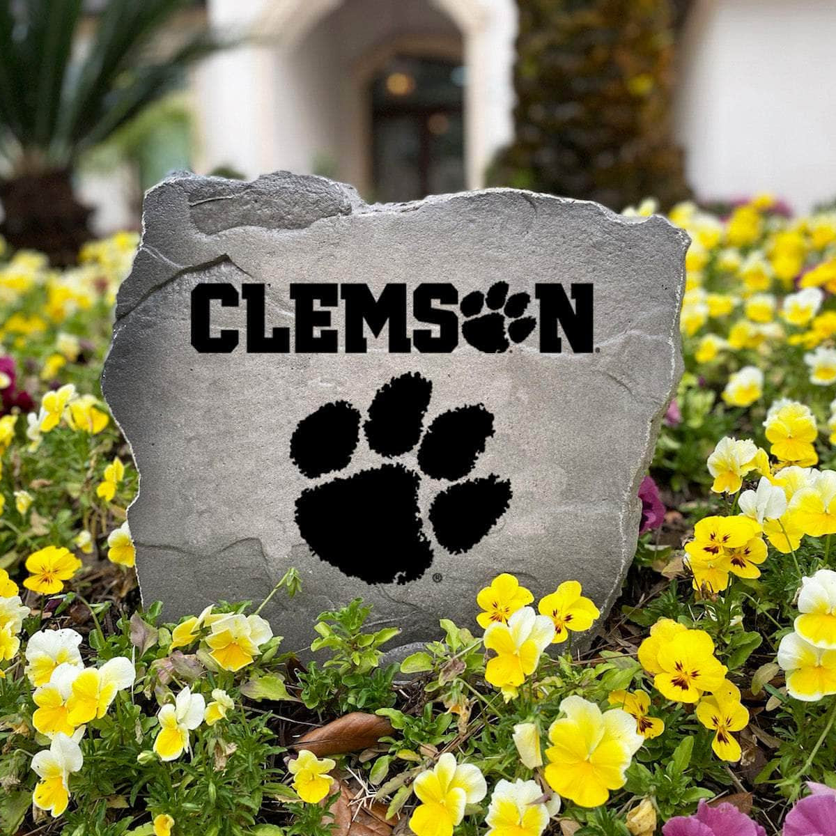 Premium Clemson University garden monument featuring precision engraving that brings authentic Tigers spirit to any residential outdoor setting.