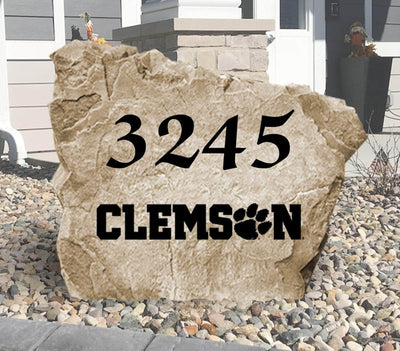 Engraved Clemson University address stone for front yard décor
