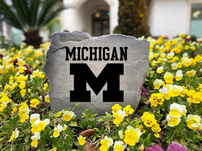 Custom rock displaying the Michigan M, perfect for college sports fans and alumni.
