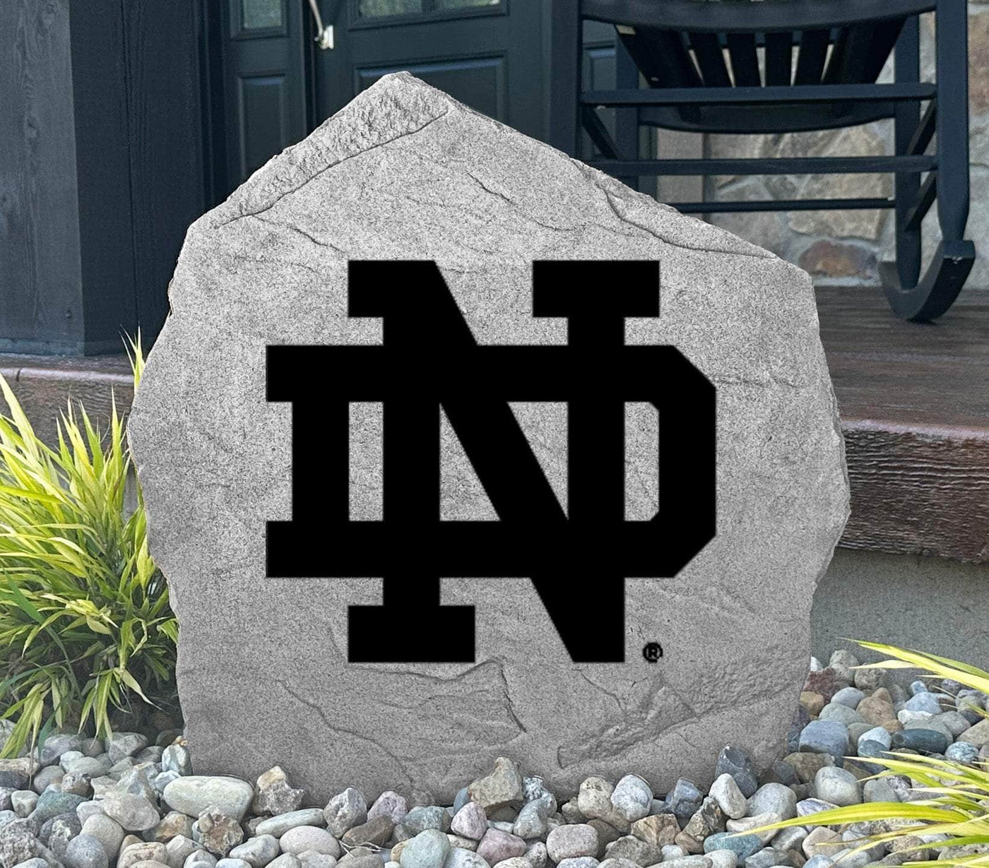 Fighting Irish rock featuring official ND logo, ideal for porches, yards, or gifting.