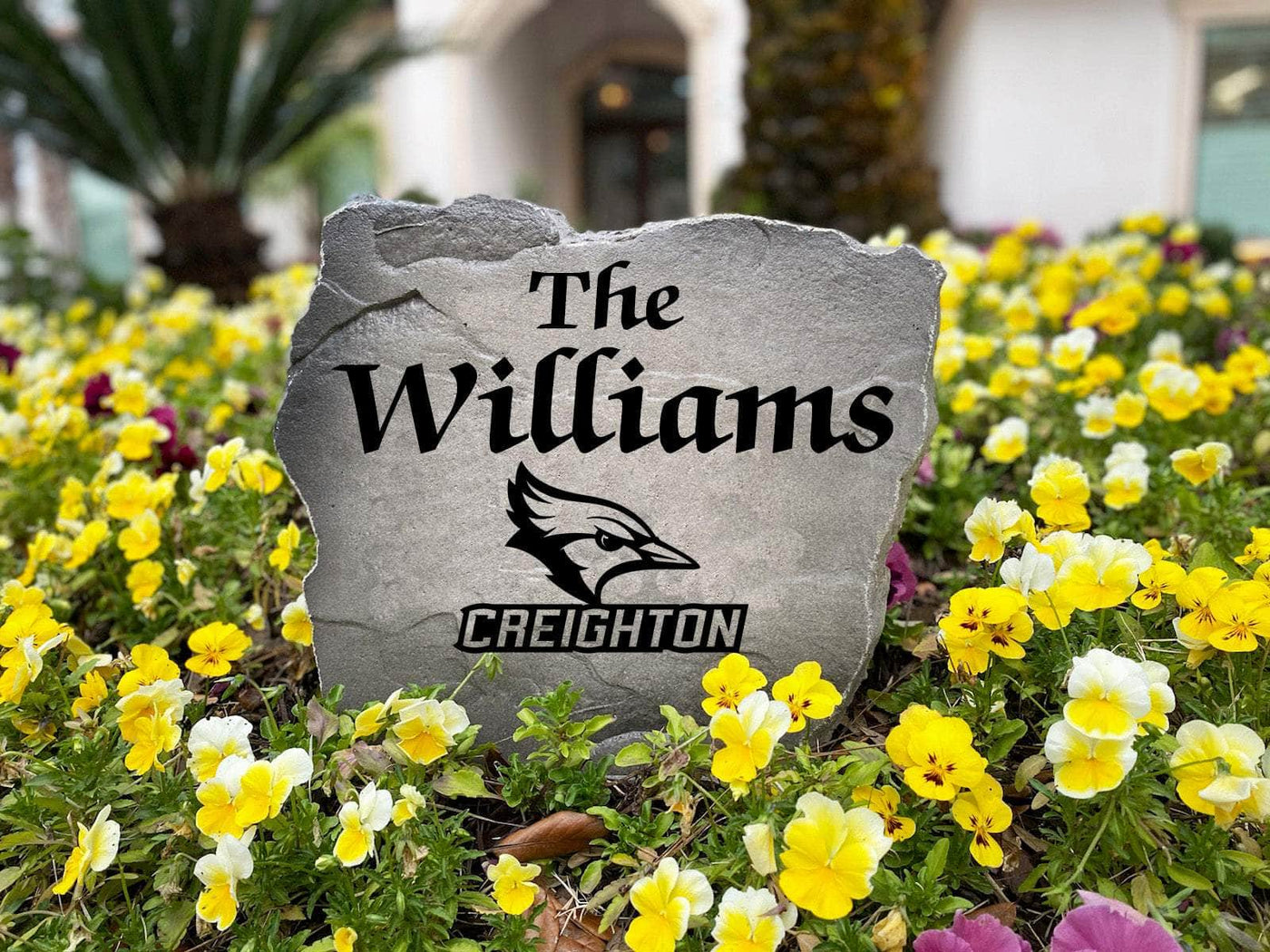 Decorative Creighton University stone with custom family name