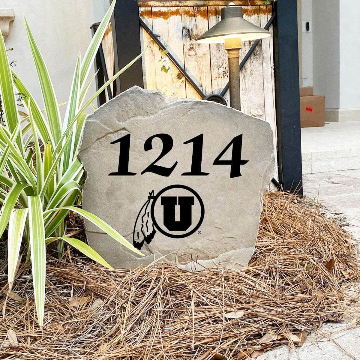 Custom University of Utah house number marker designed to showcase your Utes spirit while enhancing gardens, walkways, driveways, and front landscapes.