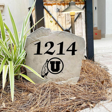Custom University of Utah house number marker designed to showcase your Utes spirit while enhancing gardens, walkways, driveways, and front landscapes.