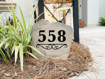 Custom engraved Address Number stone sign, ideal for home personalization