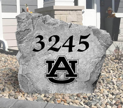 Custom Auburn address stone with house number for yard display