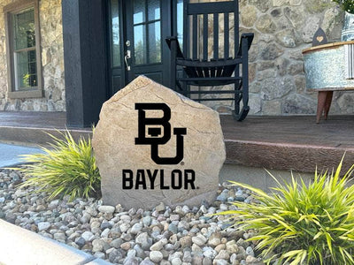 Baylor fan rock with official logo engraving, perfect for landscaping or gifting.