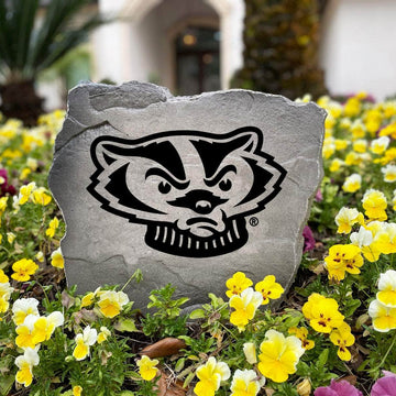 Officially licensed Bucky Badger Stone handcrafted in the USA with detailed mascot engraving and weather-resistant durability. This decorative garden stone enhances landscape beds and outdoor spaces with lasting beauty and school spirit