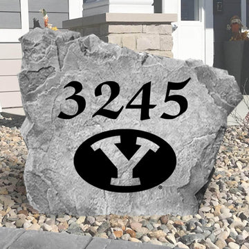 Officially licensed BYU Cougars address plaque crafted from durable concrete, combining elegant home identification with lasting university pride.