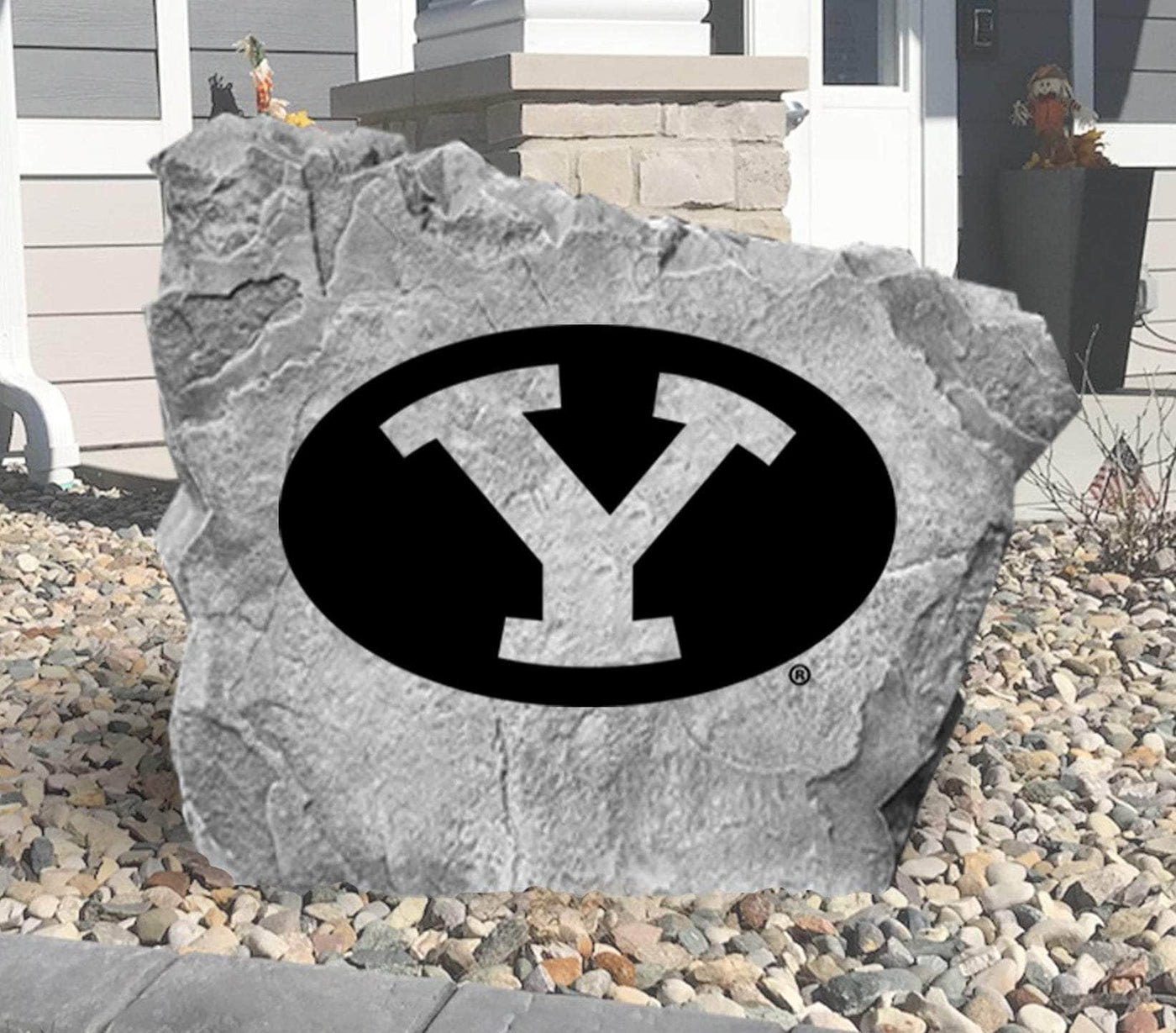 Custom BYU logo stone for alumni and fans to display college pride