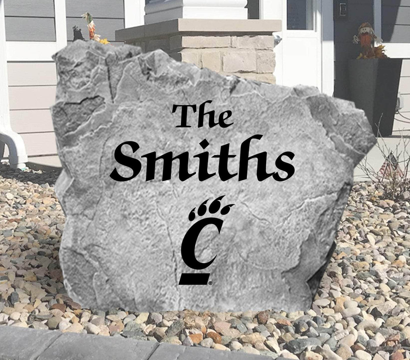 Custom Cincinnati name stone with family name for front yard display