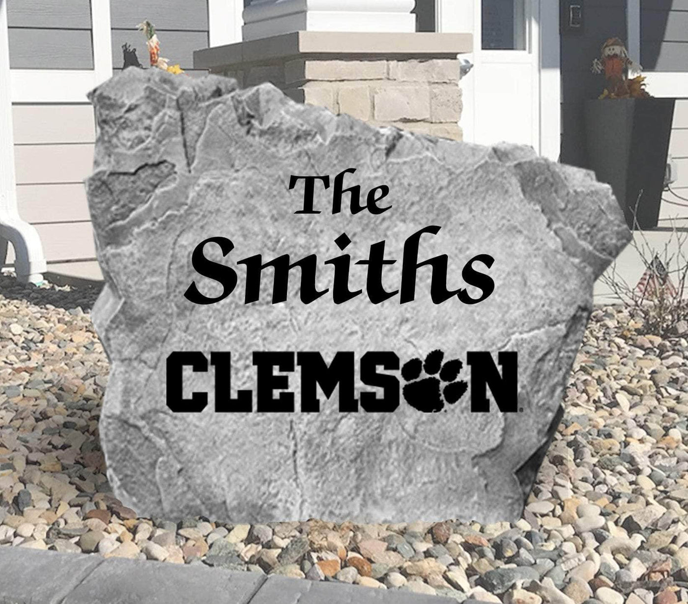 Personalized Clemson Tigers family name stone for front yard