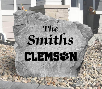 Personalized Clemson Tigers family name stone for front yard